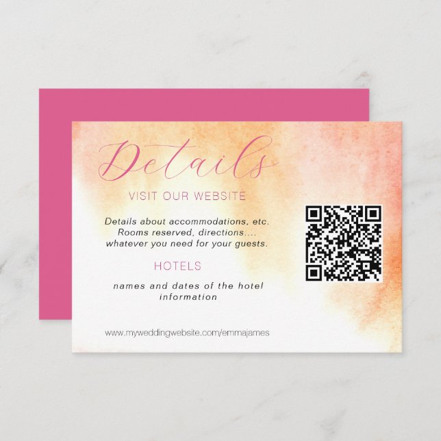 Cartão RSVP Acomodação com Detalhes de Rosa Laranja e Rosa RSV (Frente/Verso)