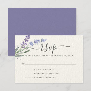 Cartão RSVP Água-forte Floral Lavanda Romântica