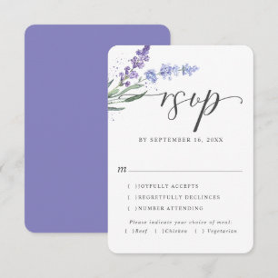 Cartão RSVP Água-forte Floral Lavanda Romântica Escolha de R