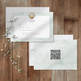 Cartão RSVP Água Marinha Aquarela Casamento Minimalista na Pra