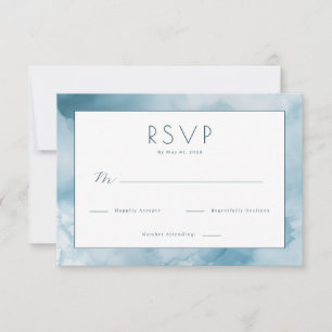 Cartão RSVP Água Serena Azul em Aquarela - Responder