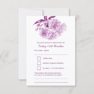 Cartão RSVP Aguarela floral do primavera roxo malva que