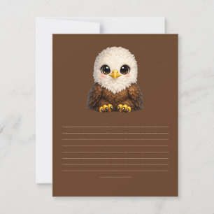 Cartão RSVP Águia Fofa com Olhos Grandes Animal Feliz da Flore