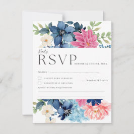 Cartão RSVP Algo azul antes de eu fazer o casamento floral