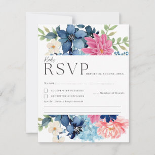 Cartão RSVP Algo azul antes de eu fazer o casamento floral