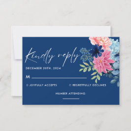 Cartão RSVP Algo azul antes de eu fazer o casamento floral