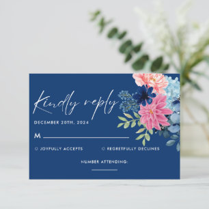 Cartão RSVP Algo azul antes de eu fazer o casamento floral