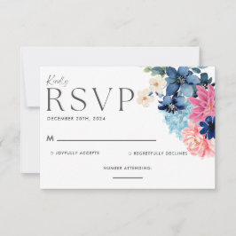 Cartão RSVP Algo azul antes de eu fazer o casamento floral