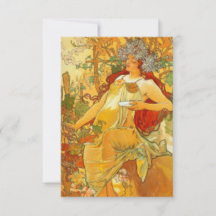 Cartão RSVP Alphonse Mucha Art Nouveau Autumn