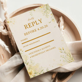 Cartão RSVP Amarelo Floral Suave
