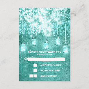 Cartão RSVP Amarre os frascos de pedreiro da cerceta das luzes