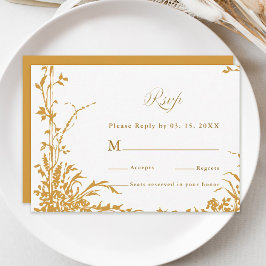 Cartão RSVP Amber Romantic Botanical Garden Wedding