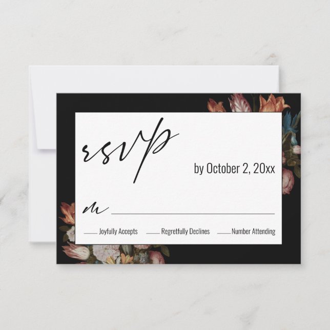 Cartão RSVP Ambrosius Bosschaert holandesa "Flores em Vidro" (Frente)