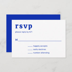Cartão RSVP Amelia Royal Blue Modern Wedding