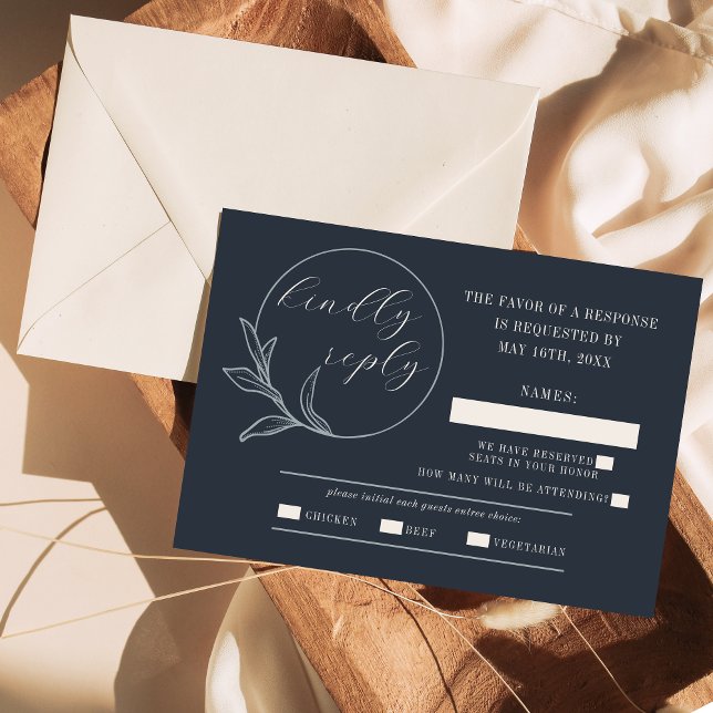 Cartão RSVP Amor eterno | Azul profundo | (Criador carregado)