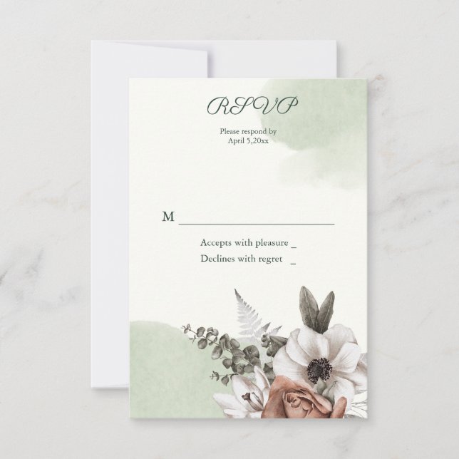 Cartão RSVP Amor Eterno Floral Sage (Frente)
