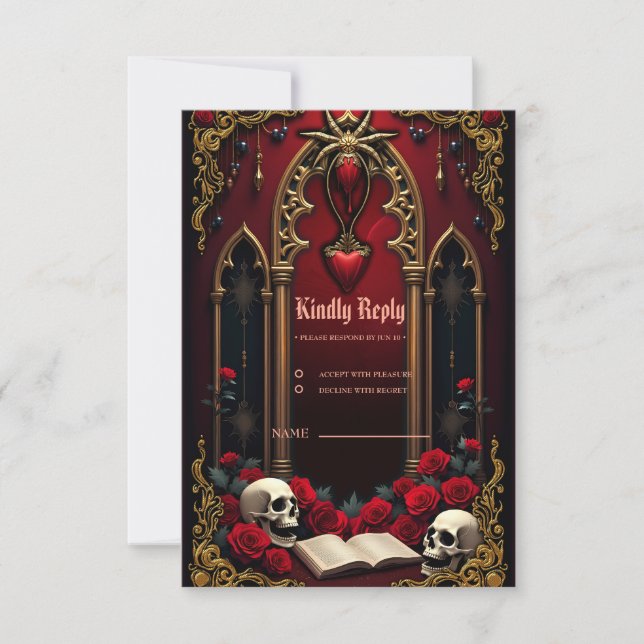 Cartão RSVP Amor eterno nas sombras da escuridão (Frente)