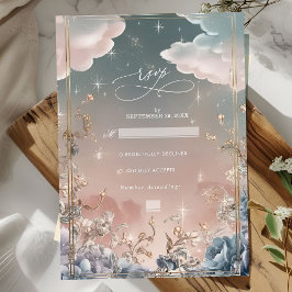Cartão RSVP Amor no Air Sparkles e Florals Wedding