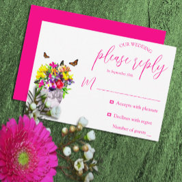 Cartão RSVP Amor No Bloom Floral Wedding