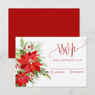 Cartão RSVP Amoreira floral vermelha