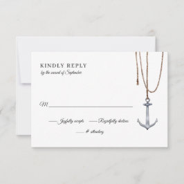 Cartão RSVP Anchor Away Rope Wedding