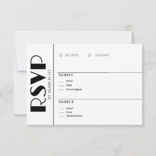 Cartão RSVP Anéis de Casamento Negros e Brancos -