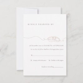 Cartão RSVP Anéis de Casamento Simples Mínimos | Blush Wedding