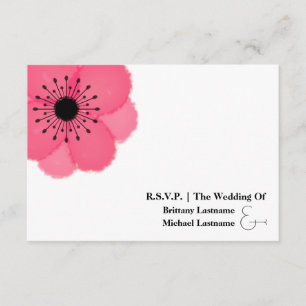 Cartão RSVP Anemone Modern Wedding R.S.V.P. Rosa Quente