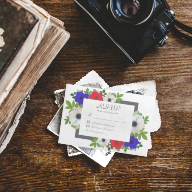 Cartão RSVP Anemone Panda Patriótico (Criador carregado)