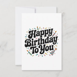 Cartão RSVP Aniversário Confetes Retro