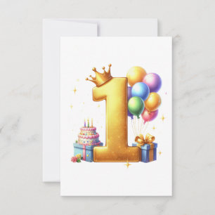 Cartão RSVP Aniversário de 1 ano Dourado
