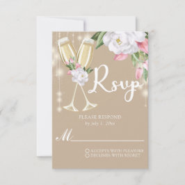 Cartão RSVP Aniversário de 30 anos Floral de Champanhe Verde L