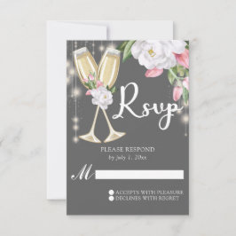 Cartão RSVP Aniversário de 30 anos Floral de Cinza de luxo