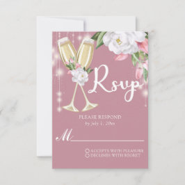 Cartão RSVP Aniversário de 30 anos Floral de Luxury Champagne