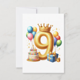 Cartão RSVP Aniversário de 9 anos de ouro