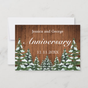 Cartão RSVP Aniversário de Casamento de Snowy Wood e Forest Co