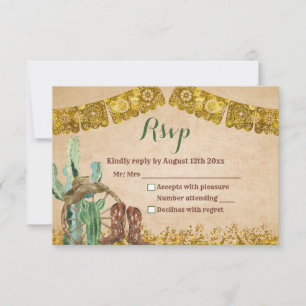 Cartão RSVP Aniversário Russo do Texas Cowboy do Sudoeste