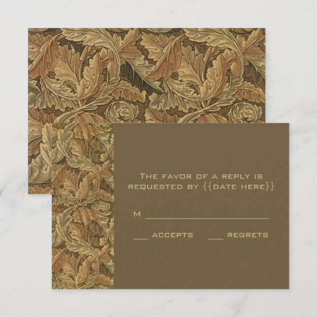 Cartão RSVP Antiguamente Victoriano O Outono Deixa Casamento (Frente/Verso)
