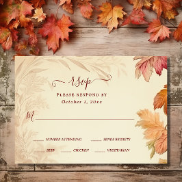 Cartão RSVP Apaixonado Belo Casamento outono das Folhas de out