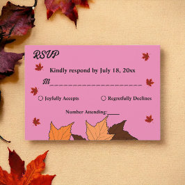 Cartão RSVP Apaixonado por Casamento outono Elegante de Folhas