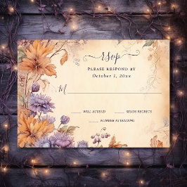 Cartão RSVP Apaixonar Belo Casamento outono das Flores de Outo