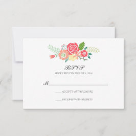 Cartão RSVP Apenas RSVP/Mint Floral & Stripes Wedding