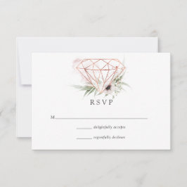 Cartão RSVP Aquarela Casamento Geométrico Eucalipto