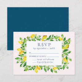 Cartão RSVP Aquarela de Verão Limões e Folhagem Casamento
