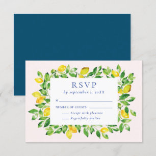 Cartão RSVP Aquarela de Verão Limões e Folhagem Casamento