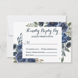 Cartão RSVP Aquarela Floral de Eucalipto Azul Verde Rústico