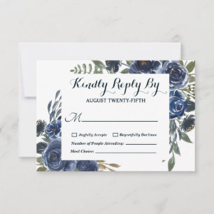 Cartão RSVP Aquarela Floral de Eucalipto Azul Verde Rústico