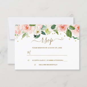 Cartão RSVP Aquarela Floral em Ouro Rosa