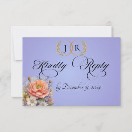 Cartão RSVP Aquarela Flores Silvestres - Azul Céu