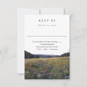Cartão RSVP Aquarela Flores Silvestres Casamento Prado Floral